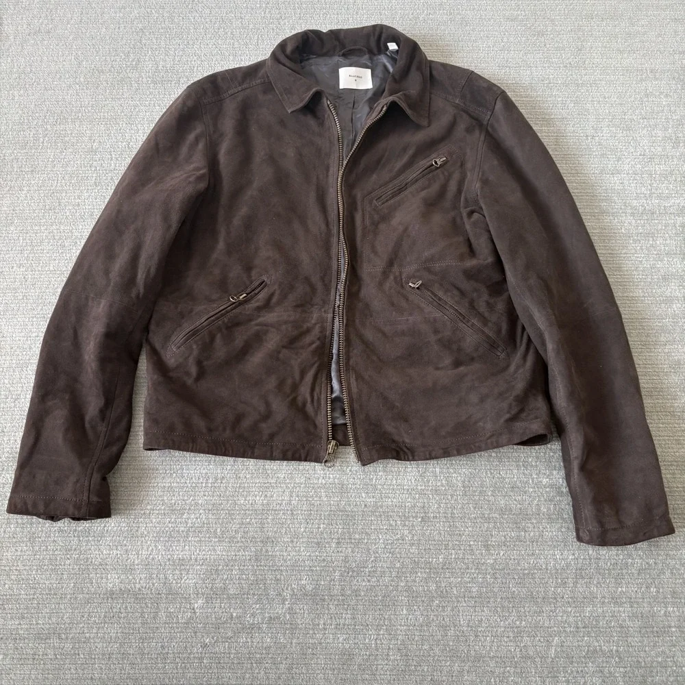 Billy Reid Blake Jacket Mens M Chocolate Brown Goat Suede Pockets Minimalist